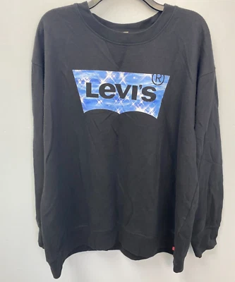 Sudadera Levi's Pullover Negra Manga Larga Para Mujer Talla 2X Logo Agua Brillante Foto 1 de 4