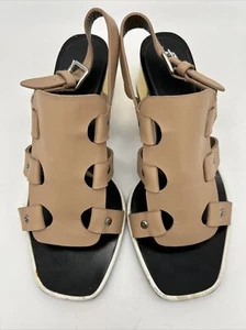 MARNI tan leather sandals yellow heels Size 38 1/2 8.5 - Picture 1 of 5