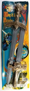 TSIOTAS GREEK VTG 80's PLASTIC 20'' 2 x KING TOY SWORDS MADE IN GREECE SEALED - Picture 1 of 10