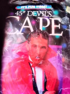 It's Fun Tyme 45" Devils Cape Red Vinyl Halloween Costume Fun World Vintage SALE - Picture 1 of 4