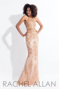 Rachel Allan 6143 Rose Gold Stunning Pageant Gala Gown Dress sz 0 - Picture 1 of 2