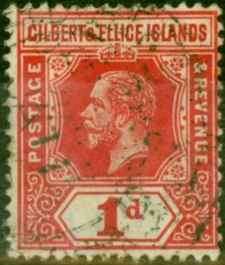 Gilbert & Ellice Islands 1912 1d Carmine SG13 Fine Used - Picture 1 of 1