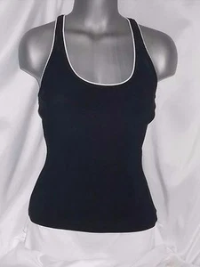 Lands End Swim Tank Tops Women Sizes 6 8 Black White Trim X Back Rib Fabric New - Picture 1 of 10