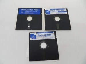PrintMaster Plus 1987 5.25" Floppy Disks vintage computer program discs - Picture 1 of 5