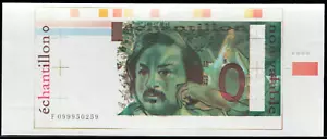 Test Note Echantillon Banque de France Balzac color trial of the full test note - Picture 1 of 2