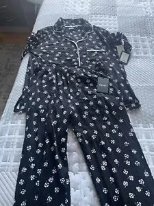 DKNY Ladies Pyjama Set 2 piece Black And White Small - Picture 1 of 5