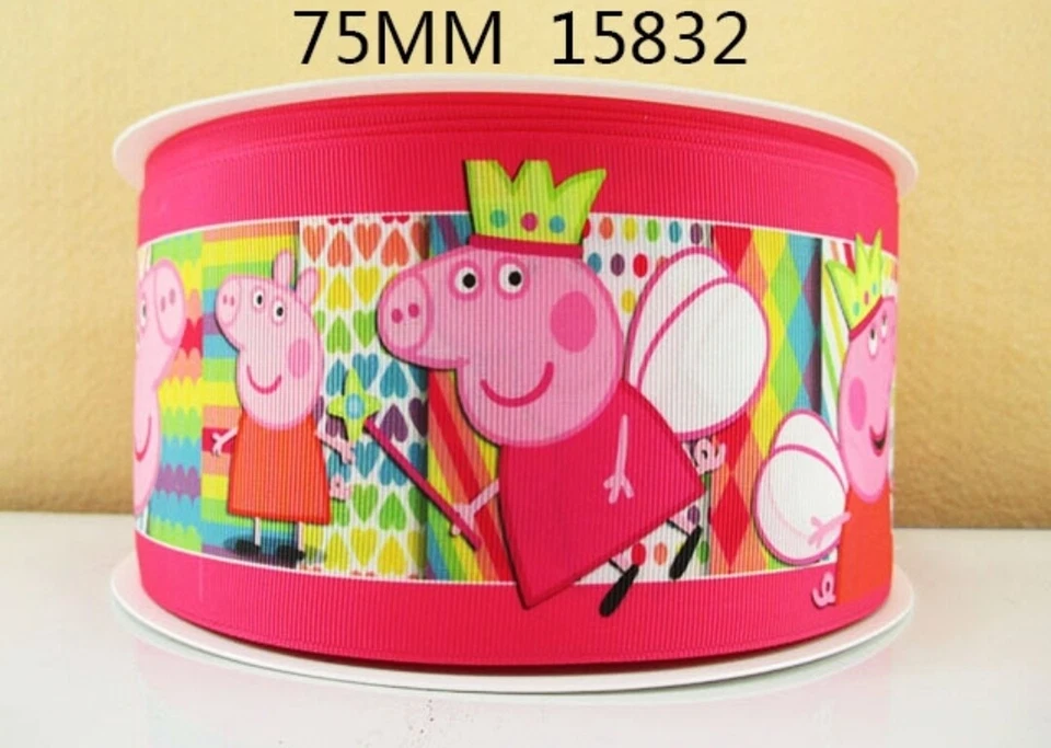 3 inch Grosgrain Ribbon for HAIR BOWS 1015832 Peppa Pig Cartoon Fairy  - Image 1 of 1