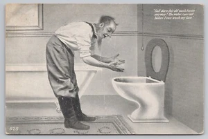 Tarjeta postal de humor para inodoro Darn This Washin Washing Water Before I Lave My Face - Imagen 1 de 2