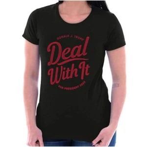 Donald Trump For President Deal With It 2024 Womens Top Junior Graphic Tee - Picture 1 of 10