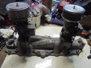 Ford Flat Head Aluminum "Edelbrock SUPER" 2 carb Intake w/ Strombergs Vintage - Bild 1 von 6