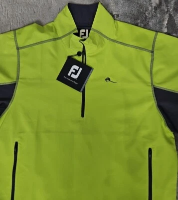 Footjoy Golf Performance Jacket Men Medium Half Zip Lemon Green/B Short  - Image 1 of 4