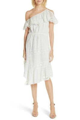 Vestido midi JOIE blanco de porcelana a crochet con volantes en un hombro M = 6/8 Foto 1 de 4