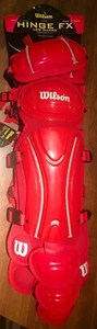 New Wilson Catcher's Hinge FX Shinguards, Fastpitch, Red, M/L, Model A3590 - Picture 1 of 9