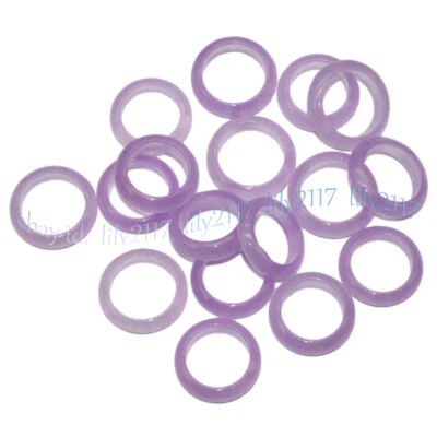 Natural Gemstone Violet Jade Jadeite 17-18mm Finger Circle Rings Women Jewelry - Image 1 of 4
