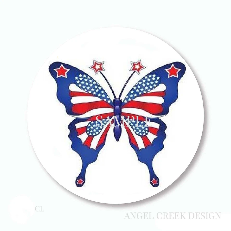 Etiquetas adhesivas de álbum de recortes de regalos de fiesta 4 de julio de mariposa de EE. UU. sellos de sobre Foto 1 de 1
