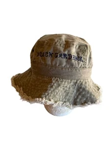 Vintage Olive Green Bucket Hat With Embroidered "Busch Gardens" Logo Frayed Brim - Picture 1 of 7