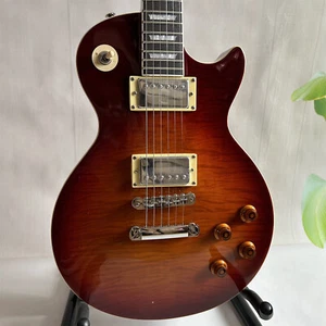 Chitarra Elettrica Personalizzata LP Flame Maple Top HH Pickup Lungo Intarsio 6 Corde - Foto 1 di 12