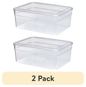 (2 pack) Plastic Glossy Extra Wide Shoe Box with Lid, Adult Size, One Pair Size - Picture 1 of 6