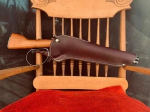Brown ROSSI RANCH hand leather scabbard holster, leg holster for shot gun USA - Picture 1 of 2