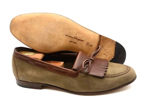 Men's Salvatore Ferragamo 'Kiltie' Brown Nubuck Loafers Size US 10 - D - Picture 1 of 9