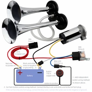 Air Horn 12V Train Horn Kit for Trucks Cars SUV with Button 150db Loud Car Horn - Bild 1 von 11