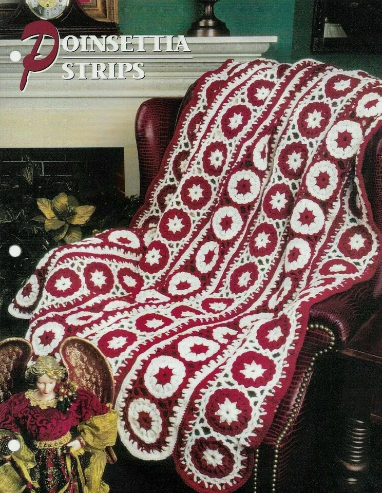 NEW POINSETTIA STRIPS ANNIE'S CROCHET QUILT & AFGHAN CLUB PATTERN INSTRUCTIONS Foto 1 de 1