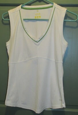 Camiseta sin mangas Lolë para mujer blanca cuello en V UPF 50+ absorbente secado rápido talla M Foto 1 de 4