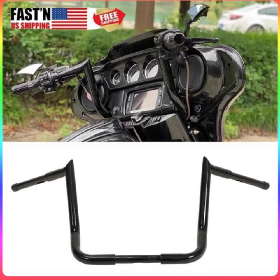 Black 10" For Harley Street Electra Glide Meathook Bars Handlebar - Изображение 1 из 4