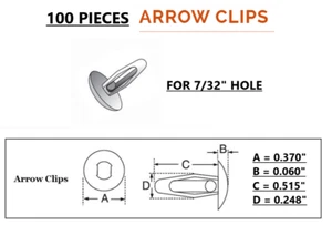 100 Steckverschluss Nylon Niete Pfeil Panel Befestigung Knopf Clip für 7/32" Loch - Bild 1 von 8
