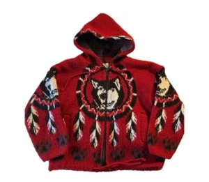 WUAYRAS Artesanias Native American Wolf Dreamcatcher Zip Sweater Child SZ 4 - Picture 1 of 5