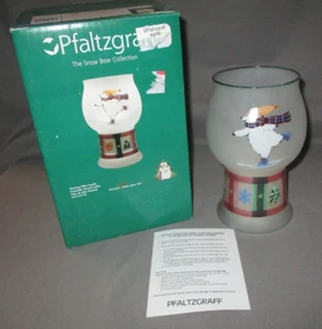 2002 Pfaltzgraff Snow Bear Floating Pillar Candle Holder Frosted Glass NIB - Picture 1 of 8