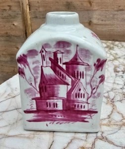 German Antique Porcelain Tea Caddy c18th Puce decoration Wallendorf - Cannister - Picture 1 of 8