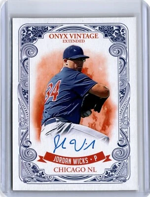 2021 Onyx Vintage Extended Blue Ink Jordan Wicks Auto (B33) A18 Cubs - Image 1 of 2