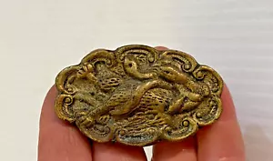 Antike Messing Schlange Schlange und Gans Türklinke Türknauf oval verziert 2,5" - Bild 1 von 3