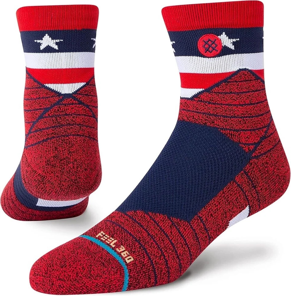 Stance Adult Red Quarter Nylon Cushion FreshTek American Performance Socks Sz L