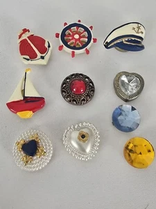 Lotto Vintage Bottoni Copri Marinaio Rosso Bianco Blu Gemma Barca Spiaggia Nautica Mix - Foto 1 di 5