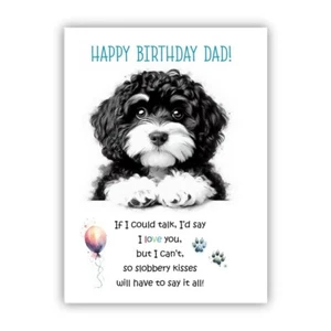 Birthday Card from the dog. Cavapoo Dog Birthday card to Dad, Daddy - Picture 1 of 1