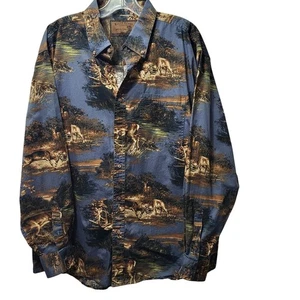 Bluff Creek Outfitters Herren XL Hemd mit Knopfleiste Hirsch Jagd blau braun - Bild 1 von 8
