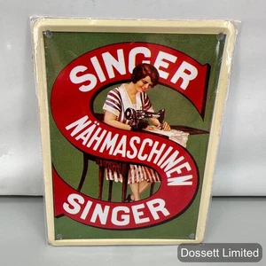 Máquina de coser estilo vintage Singer Nahmaschinen metal esmalte placa de letrero - Imagen 1 de 3