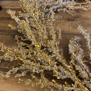 Vintage 5 Fuß Retro Grob Gold Bergkristall Prisma Weihnachten Girlande 60" - Bild 1 von 10