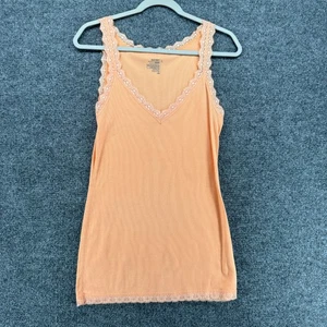Camiseta sin mangas Old Navy talla L naranja cami Y2K encaje ribete preppy 90S neutro grapa clásica - Imagen 1 de 7