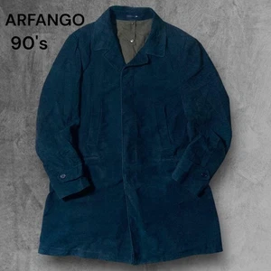 Velour Peel Coat 90s Italy Arfango Navy Cotton M-L Vintage - Foto 1 di 14