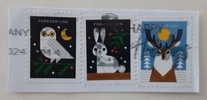 USA 2023 Forever Used Winter Woodlands Animals on Paper Short Set XF 1878-1 - Bild 1 von 1