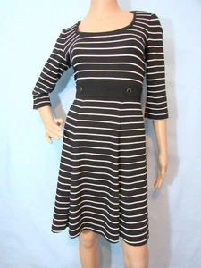 White House Black Market Größe 6 schwarz & weiß 3/4 Ärmel Fit & Flare Kleid - Bild 1 von 10