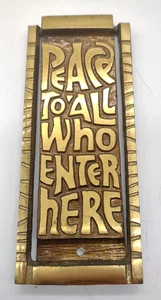 Mid Century Solid Brass Door Knocker “Peace To All Who Enter Here”  1969 - Picture 1 of 5