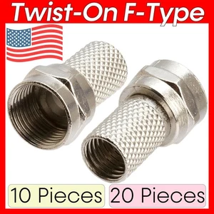 10x or 20x Twist-On F-Type Connector for RG6 Cable Satellite Antenna CCTV Plug - Picture 1 of 5