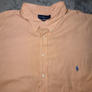 Ralph Lauren Men’s 4XLT Tall Short Sleeve Button Down Orange Striped Shirt - Picture 1 of 16