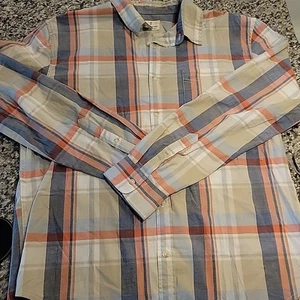 Camisa tejido mutuo para hombre 2XL manga larga abotonada denim marfil a cuadros - Imagen 1 de 7