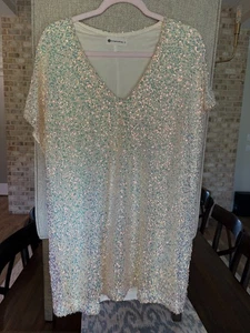 Impeccible Pig White Sequin Dress Bridal Wedding Bachelorette Small - Picture 1 of 3