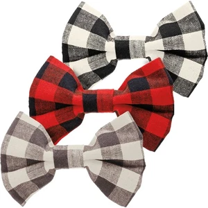 Set of 3 Large Multicolor Buffalo Check Design Pet Dog Bow Ties NEW - Picture 1 of 4